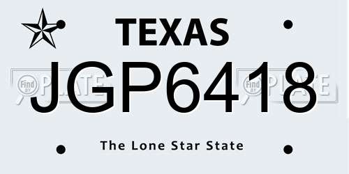 JGP6418 Texas License Plate
