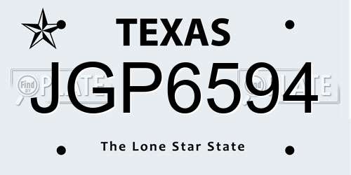 JGP6594 Texas License Plate