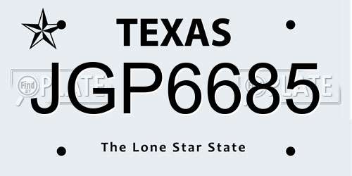 JGP6685 Texas License Plate