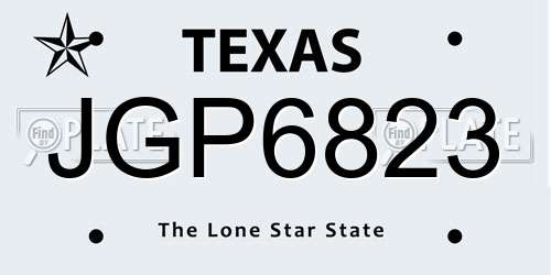 JGP6823 Texas License Plate