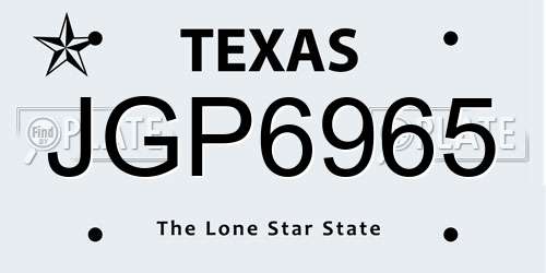 JGP6965 Texas License Plate
