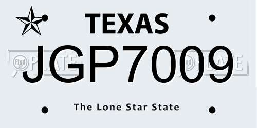 JGP7009 Texas License Plate
