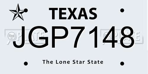 JGP7148 Texas License Plate