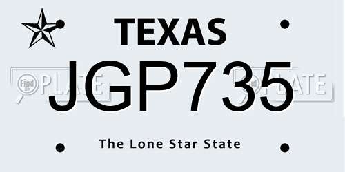 JGP735 Texas License Plate