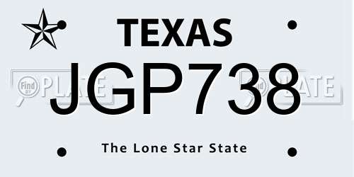 JGP738 Texas License Plate