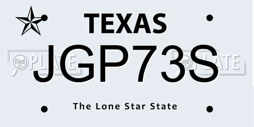 JGP73S Texas License Plate