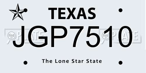 JGP7510 Texas License Plate