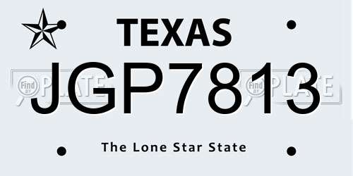 JGP7813 Texas License Plate