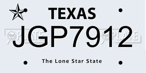 JGP7912 Texas License Plate