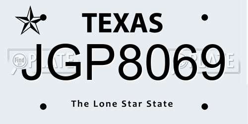 JGP8069 Texas License Plate