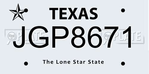 JGP8671 Texas License Plate