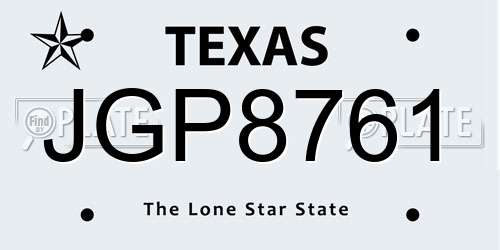 JGP8761 Texas License Plate