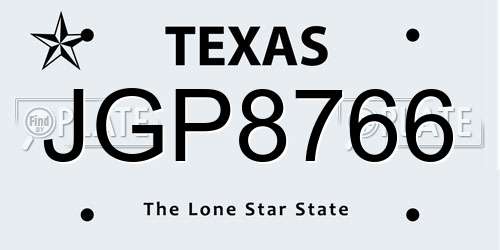 JGP8766 Texas License Plate