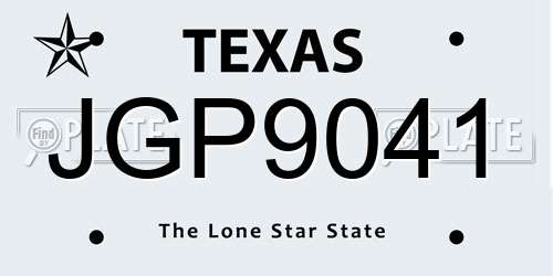 JGP9041 Texas License Plate