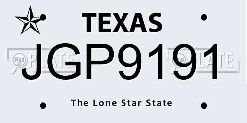 JGP9191 Texas License Plate