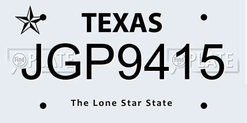 JGP9415 Texas License Plate