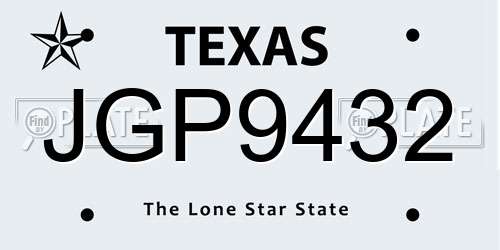 JGP9432 Texas License Plate