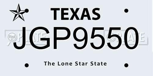 JGP9550 Texas License Plate
