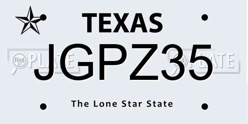JGPZ35 Texas License Plate