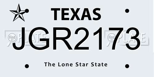 JGR2173 Texas License Plate