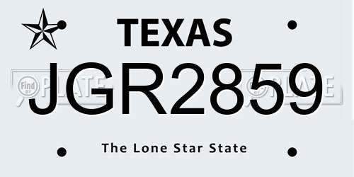 JGR2859 Texas License Plate