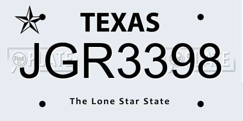 JGR3398 Texas License Plate
