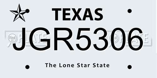 JGR5306 Texas License Plate