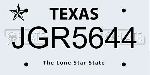 JGR5644 Texas License Plate