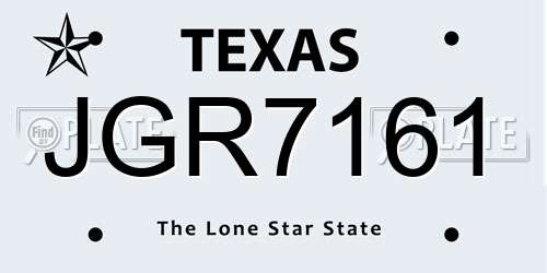 JGR7161 Texas License Plate