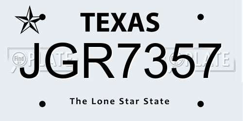 JGR7357 Texas License Plate