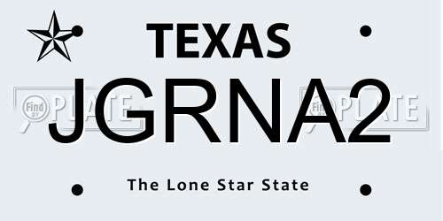 JGRNA2 Texas License Plate