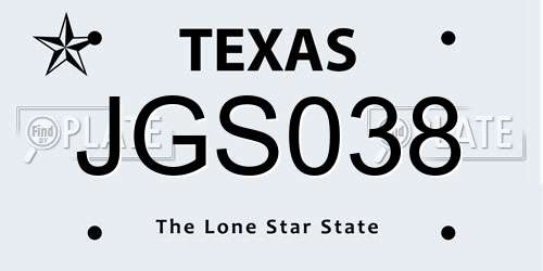 JGS038 Texas License Plate