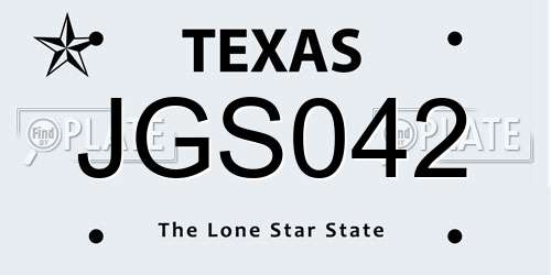 JGS042 Texas License Plate