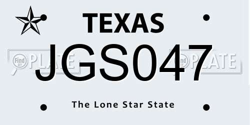 JGS047 Texas License Plate