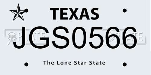 JGS0566 Texas License Plate