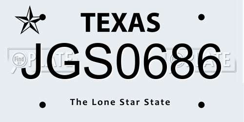JGS0686 Texas License Plate