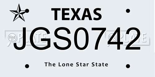 JGS0742 Texas License Plate