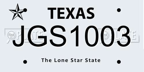 JGS1003 Texas License Plate