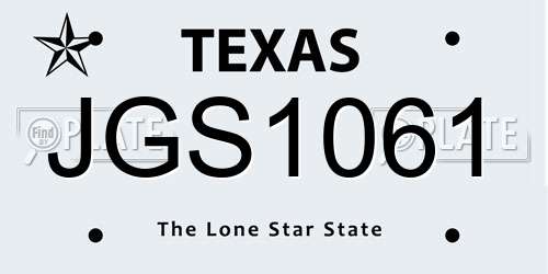 JGS1061 Texas License Plate