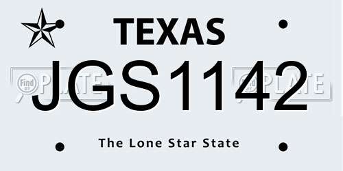 JGS1142 Texas License Plate