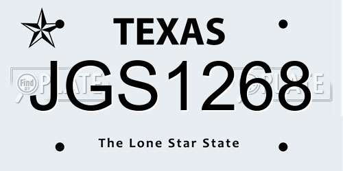 JGS1268 Texas License Plate