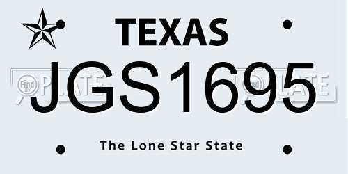 JGS1695 Texas License Plate