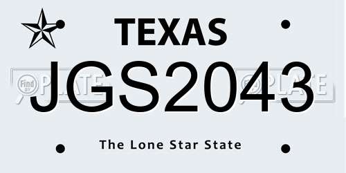 JGS2043 Texas License Plate