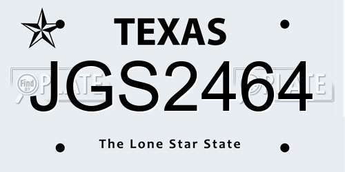 JGS2464 Texas License Plate