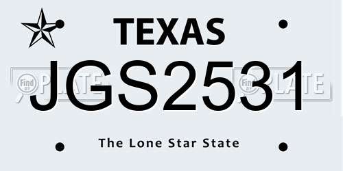 JGS2531 Texas License Plate