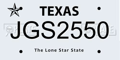 JGS2550 Texas License Plate