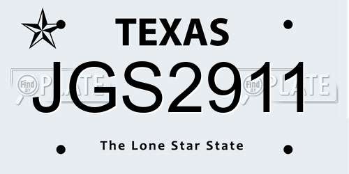 JGS2911 Texas License Plate