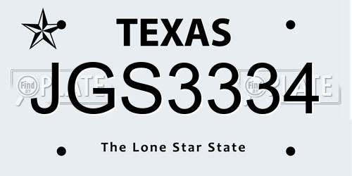 JGS3334 Texas License Plate
