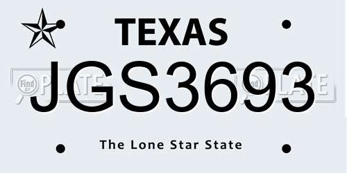 JGS3693 Texas License Plate