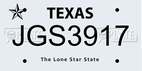 JGS3917 Texas License Plate